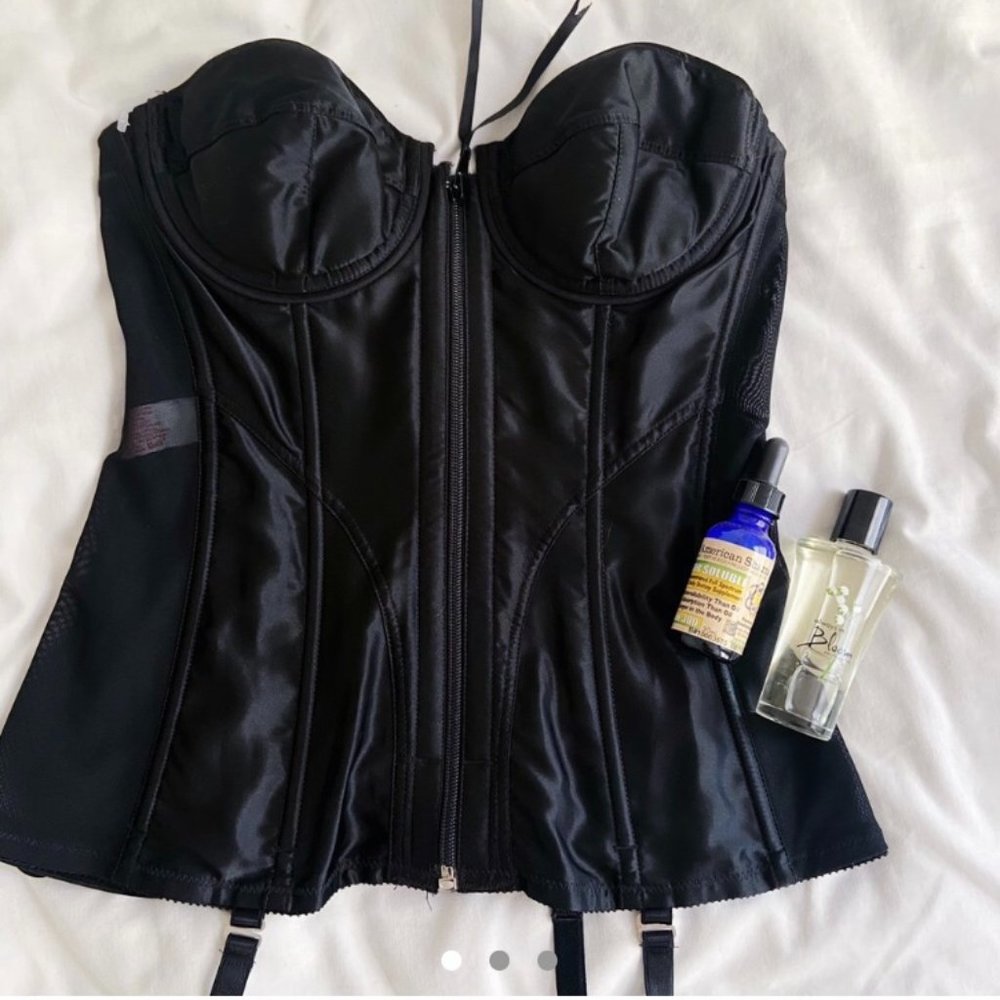 satin black corset
